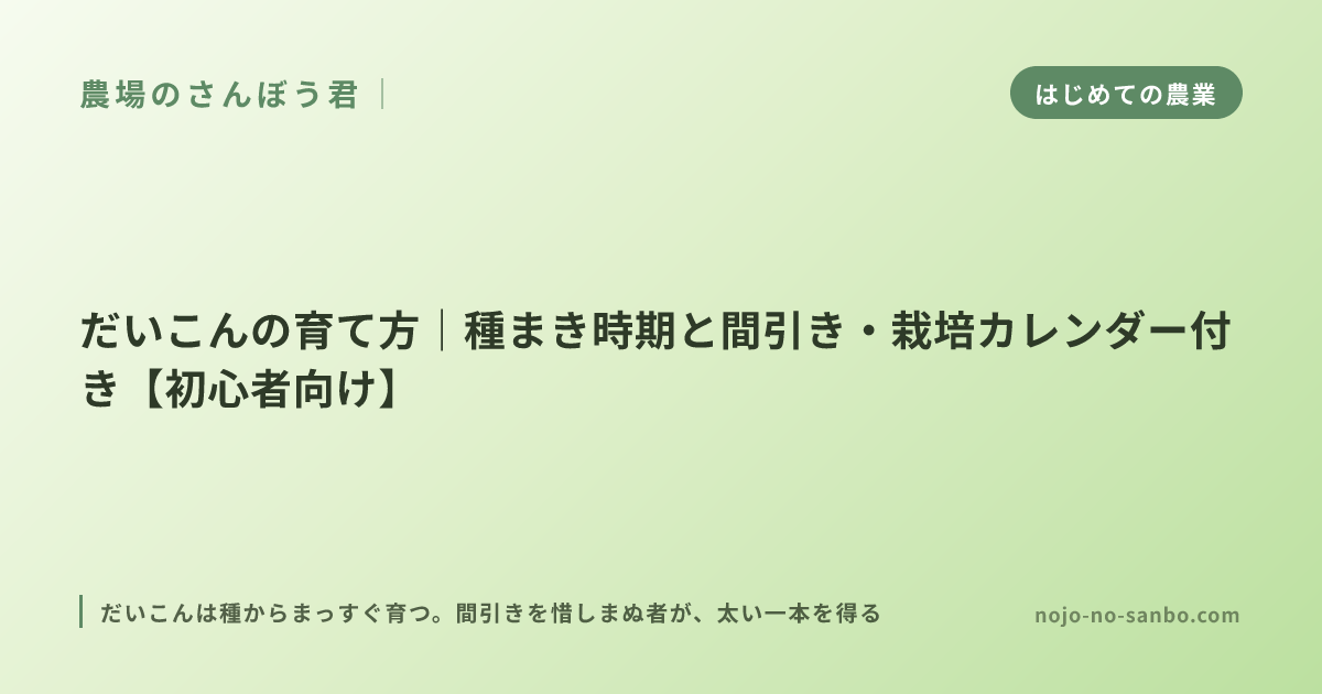 だいこんの育て方｜種まき時期と間引き・栽培カレンダー付き【初心者向け】