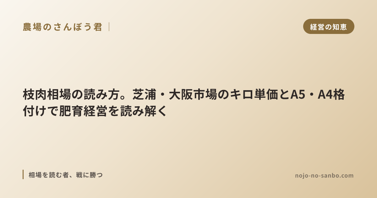 枝肉相場の読み方。芝浦・大阪市場のキロ単価とA5・A4格付けで肥育経営を読み解く
